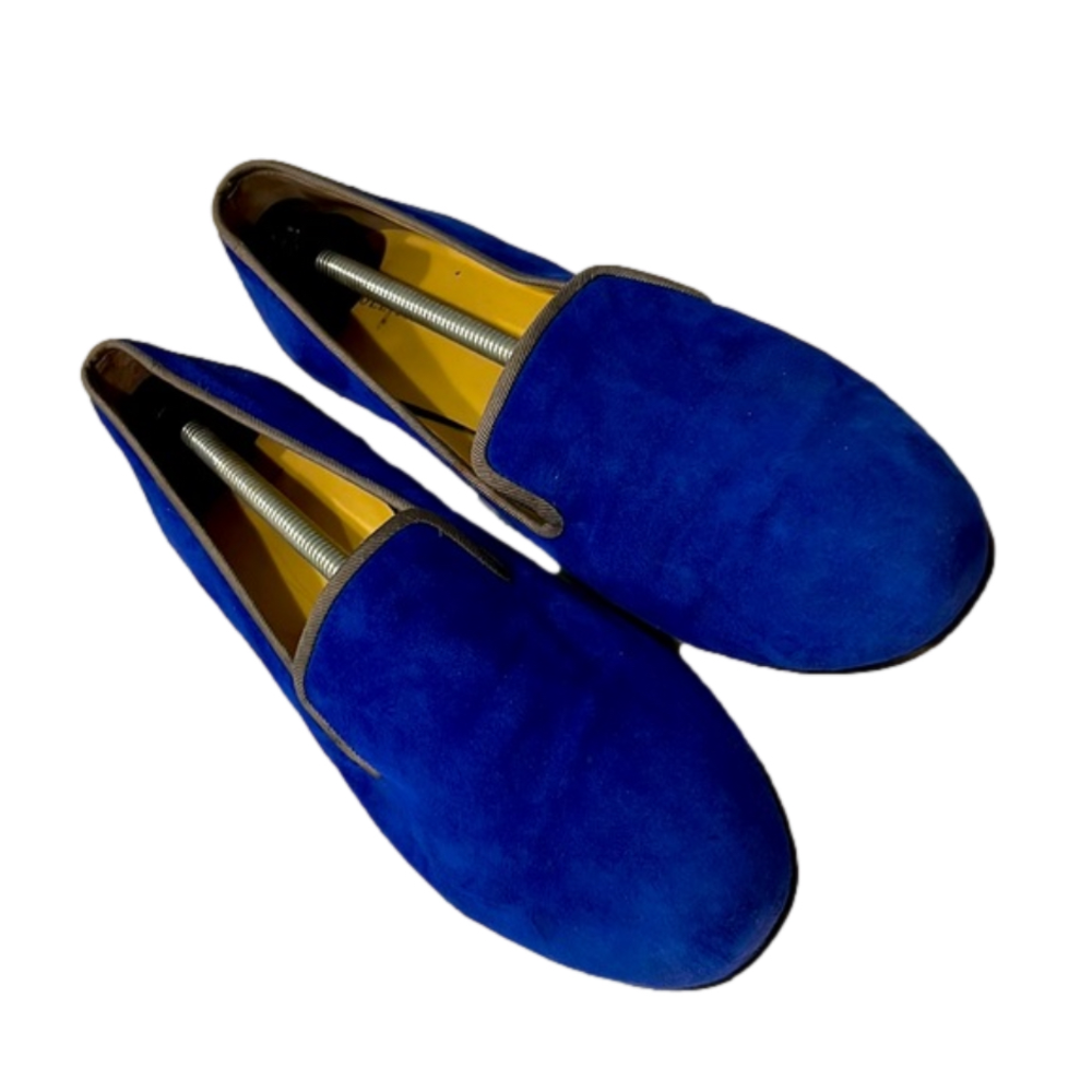 COLE HAAN Azure Blue Suede Shoes Slip On Loafers 8.5 Nike Insole